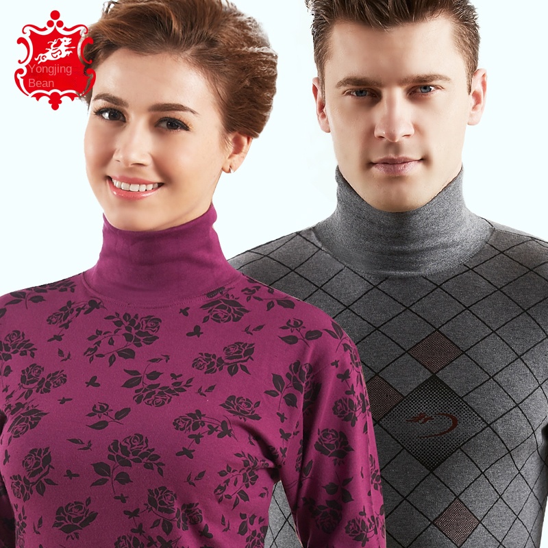 Đồ bộ giữ ấm cổ cao vải cotton tinh khiết phong cách mùa thu đông thoáng mát dành cho người cao tuổi