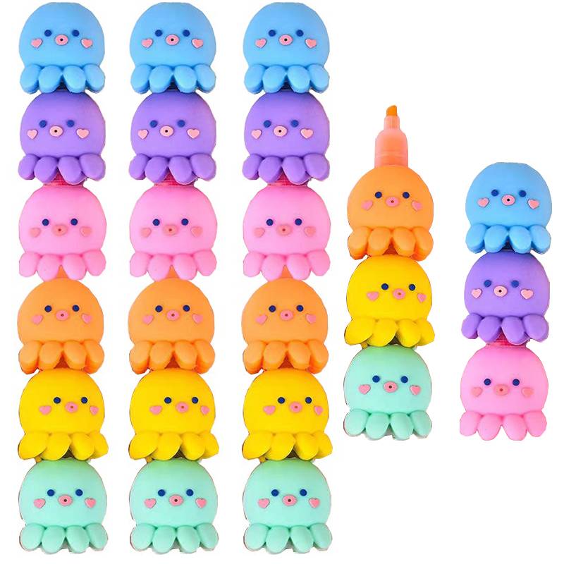 Bút đánh dấu 6 màu phong cách Hàn Quốc độc đáo 6Pcs/lot Cute Candy Color Octopus Highlighter Kawaii 6 colors Drawing Painting Art Marker Pen School supplies Stationery gift