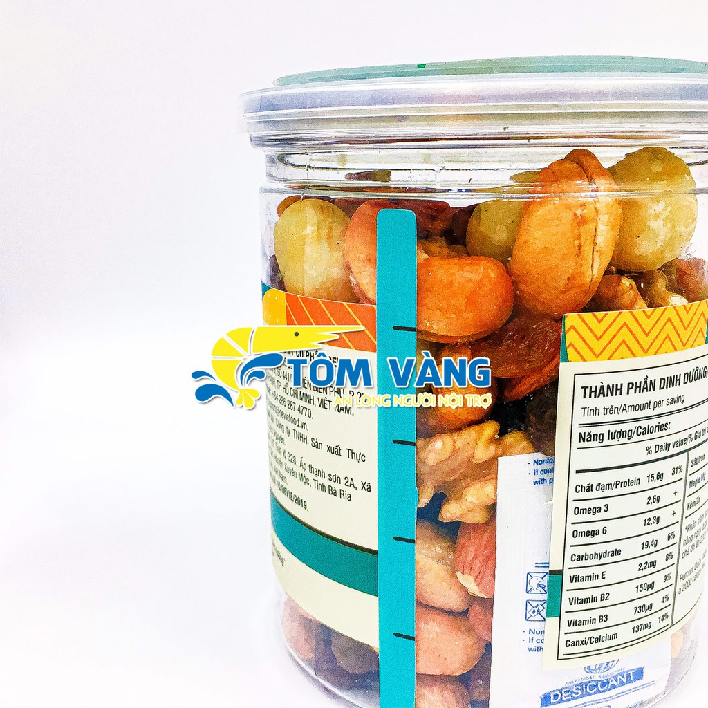 [Hộp 240g]Hạt dinh dưỡng Healthy Mix (Nhân Óc Chó, Nhân Macca, Hạnh Nhân, Nho, Hạt Điều) siêu ngon - Tôm Vàng