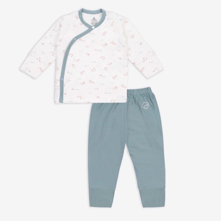 BU BABY- Bộ dài tay cài chéo Bambus 0m-6m