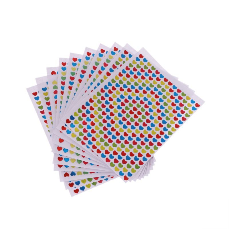 Set 10 tấm hình dán trái tim trang trí sổ tay tán dương