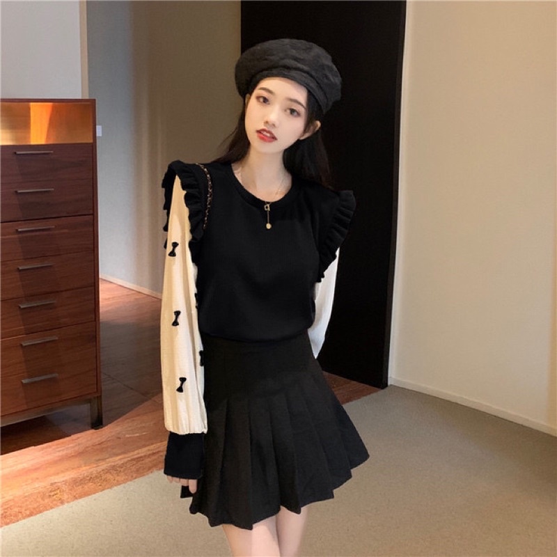 2021 áo len thiết kế sang trọng ngọt ngào dài tay tiểu thư❤️