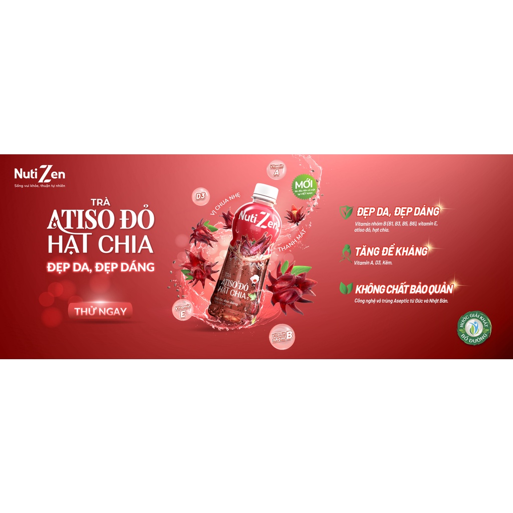 Lốc 6 Chai 290ml Trà Atiso Đỏ Hạt Chia Nutizen - NUTIFOOD - YOOSOO MALL