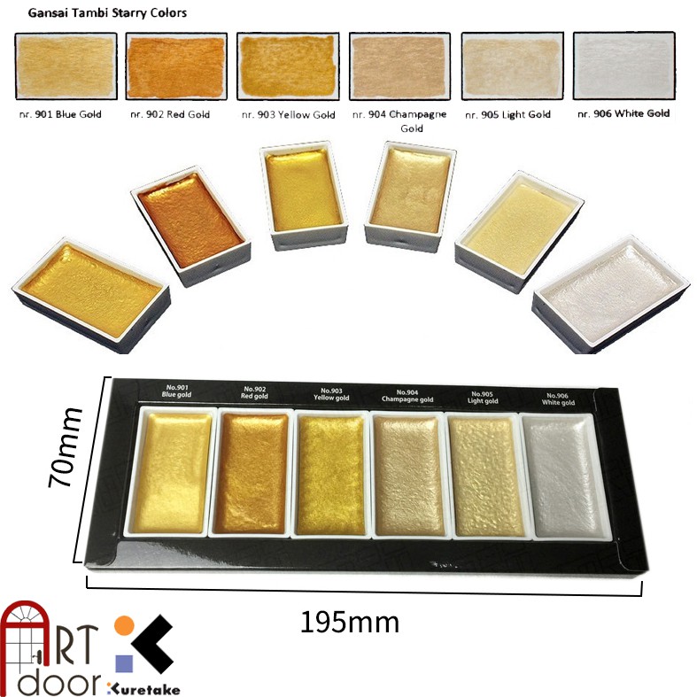 [ARTDOOR] Bộ màu Nước Nén Nhũ GANSAI TAMBI Starry hạng họa sĩ  (hộp giấy) - 6 Màu