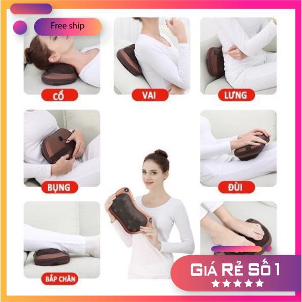 [CHÍNH HÃNG❤️]Video KOREA Gối Massage Hồng Ngoại 8 bi, Mát Xa Cổ Vai Gáy, Toàn Thân, Chăm Sóc Sức Khỏe Người Già Trẻ Em