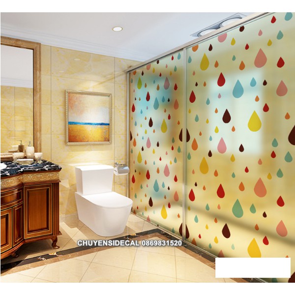 Decal Dán Kính Cao Cấp - giọt nước Sắc Màu ( 60x116cm )
