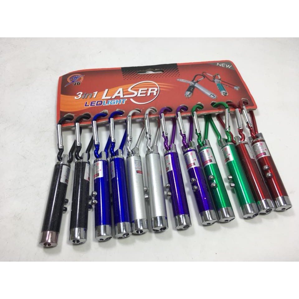 Đèn pin laser 3 in 1 Led Laser Móc khóa