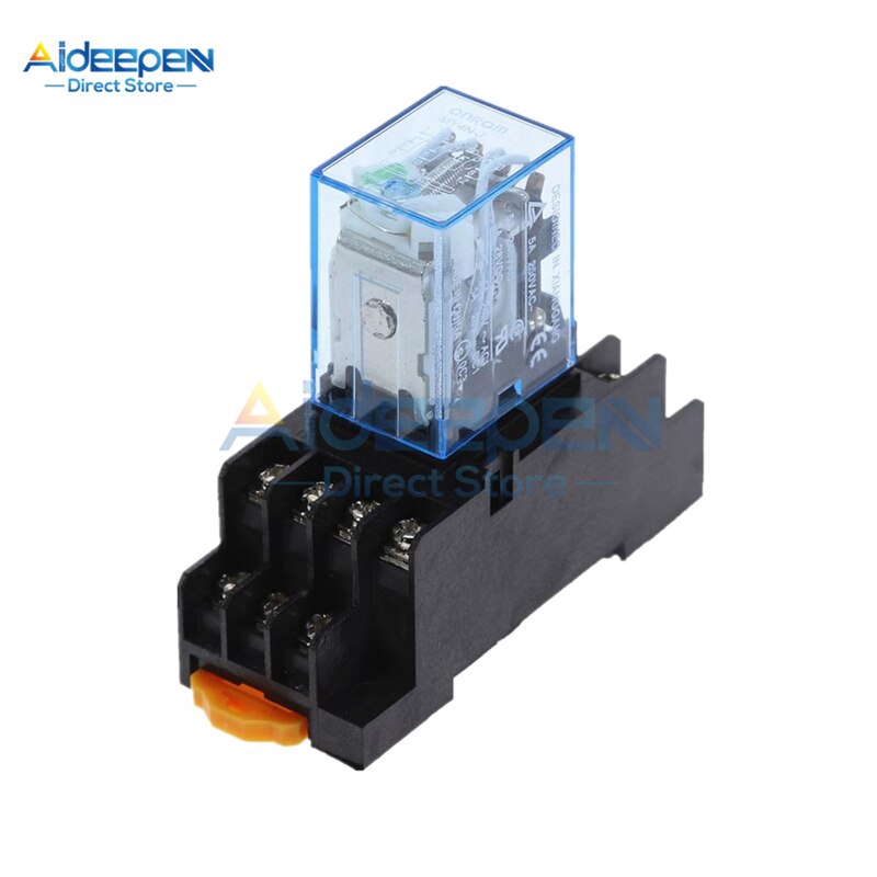 1 Bộ Rơ Le Mini MY4NJ DC 12V 24V AC 110V 220V 5A 14 Chân MY4NJ Công Tắc Rơ Le Với Ổ Cắm Đế Rơ Le