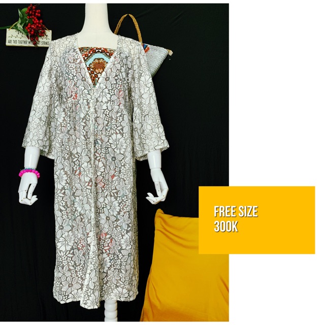 Áo khoác ren bảng to form dài hàng độc đẹp sexy boho chic