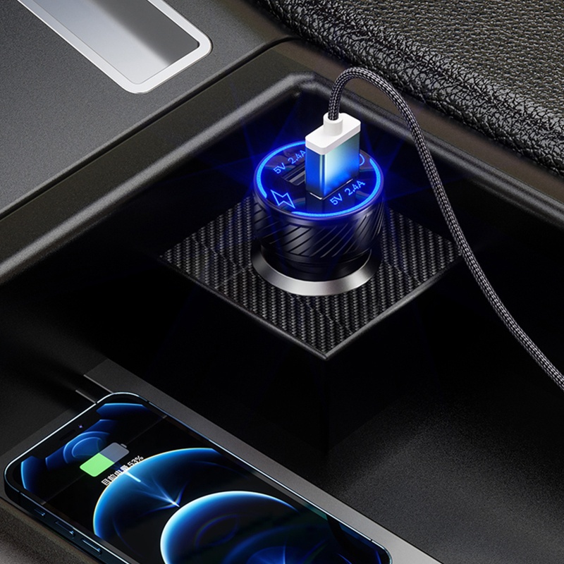 Nama Tẩu Sạc Chuyển Đổi Từ 12V-24V Sang 5V 2.4A Có Đèn LED Xanh Dương Và Công Tắc Cảm Ứng Cho Điện Thoại / Máy