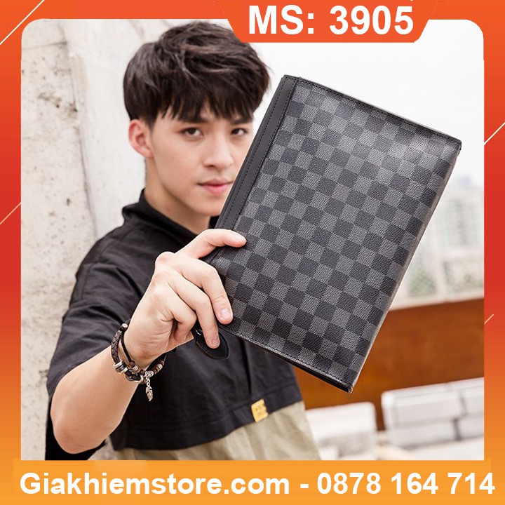 Túi Ví Cao Cấp Bằng Da Elemich [MS:3905] Màu Nâu Đen Kẻ Caro Của Gia Khiêm Store