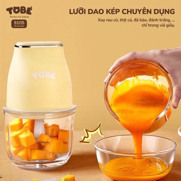 Máy xay đa năng chính hãng ToBé dung tích 0,6l cối xay thủy tinh phù hợp với việc chế biến đồ ăn dặm cho bé-BaByC