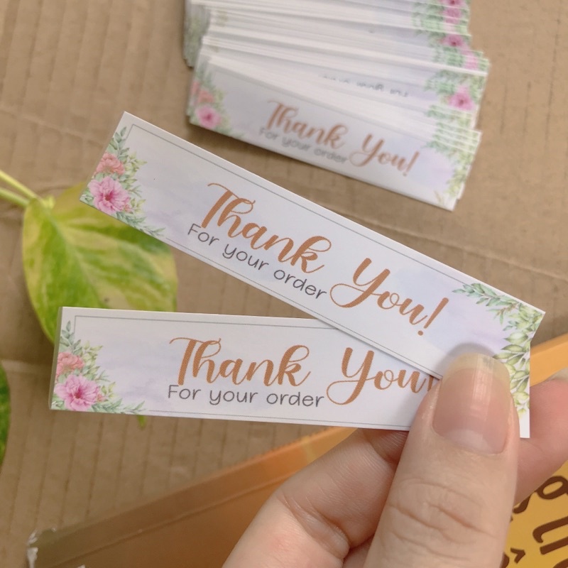 Thẻ cảm ơn, Thiệp cám ơn cho SHOP bán hàng online giấy bìa cứng cán màng chất lượng cao, size 9x2cm 100 thẻ