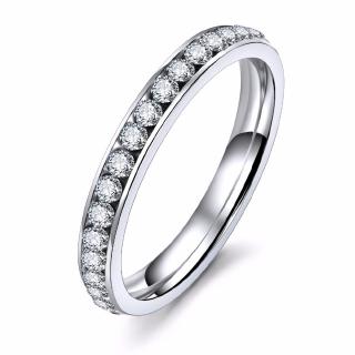 Nhẫn bằng thép không gỉ màu bạc đính đá pha lê giả thời trang cho nam nữ