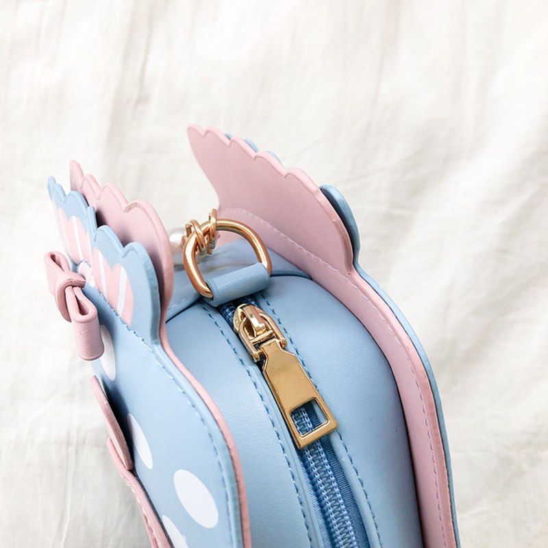 Túi Đeo Chéo Vai Trong Suốt Họa Tiết Chấm Bi Đính Ngọc Trai Dành Cho Nữ