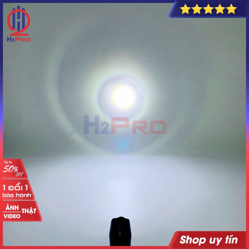 Đèn Pin Led Siêu Sáng Mini Pin Sạc Ultrafire Xml-T6 Zoom X2000, Đèn Xml T6 Cầm Tay Chống Nước, Led Trắng - H2Pro Tech