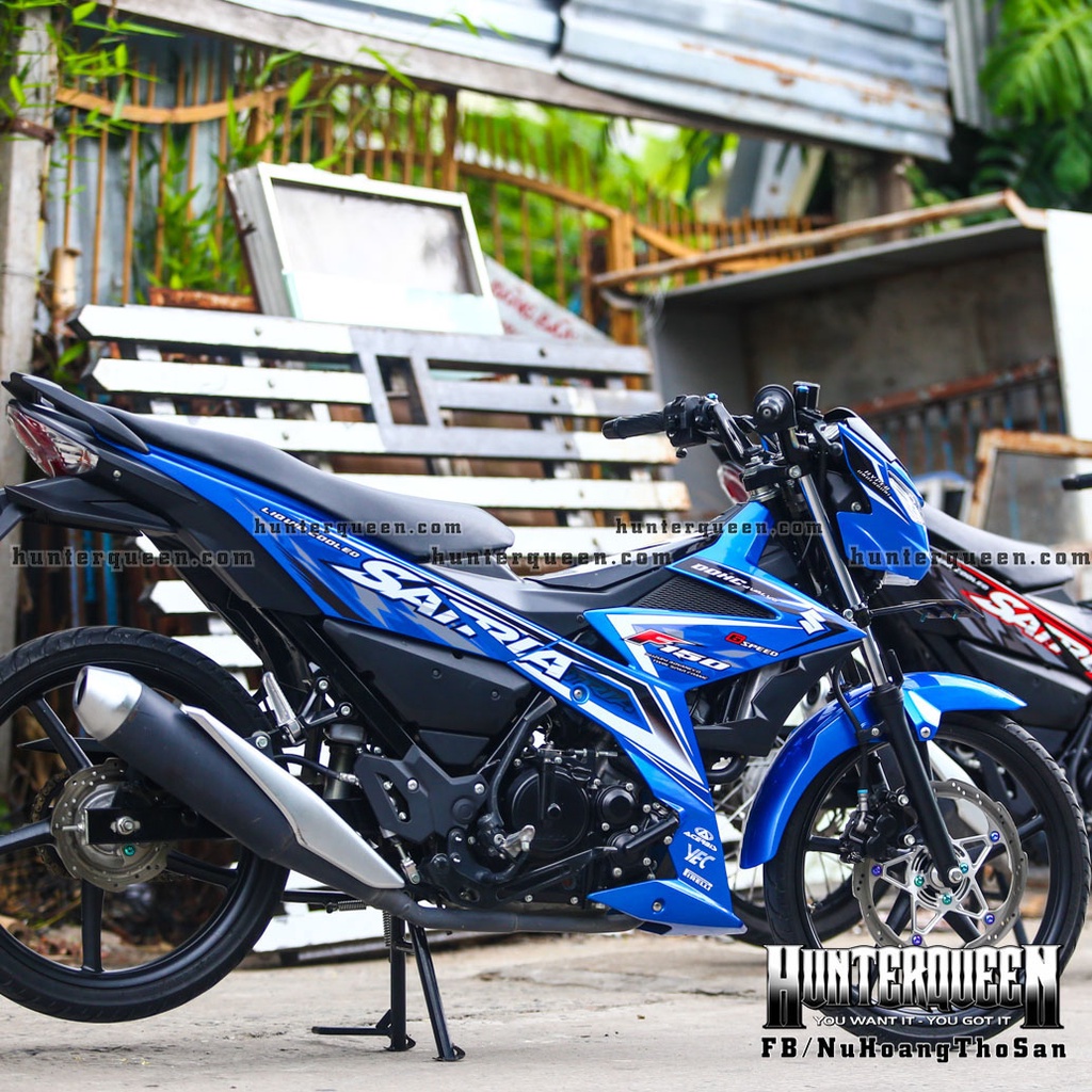 Tem rời cao cấp dán xe Raider FI màu xanh. Decal bền màu, chuẩn xịn