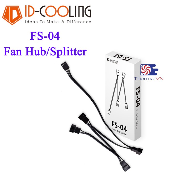 Dây chia quạt ID-Cooling Splitter FS-04 - hỗ trợ 4 cổng PWM, hỗ trợ 3pin và 4pin