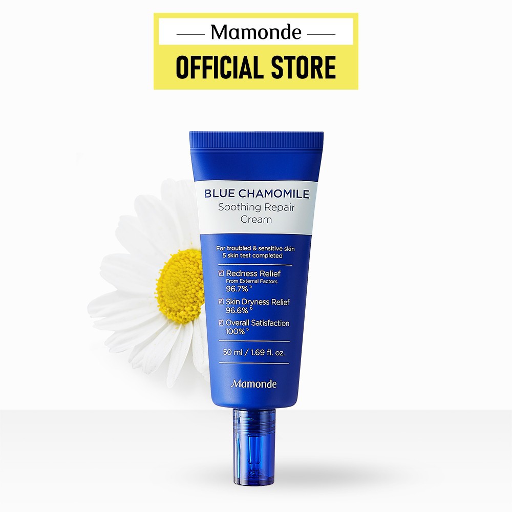 Kem Dưỡng Phục Hồi Và Làm Dịu Cho Da Nhạy Cảm Mamonde Blue Chamomile Soothing Repair Cream 50ml