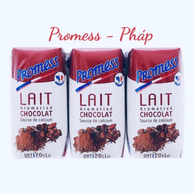 Thùng 24 hộp 200ml Sữa Tươi Hương Socola Promess - Pháp