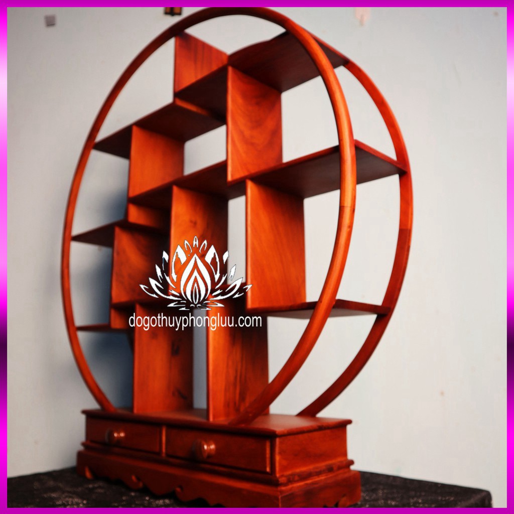 Kệ tròn kiểu mini gia dụng gỗ gõ cao cấp sang trọng 67x60 sâu 15