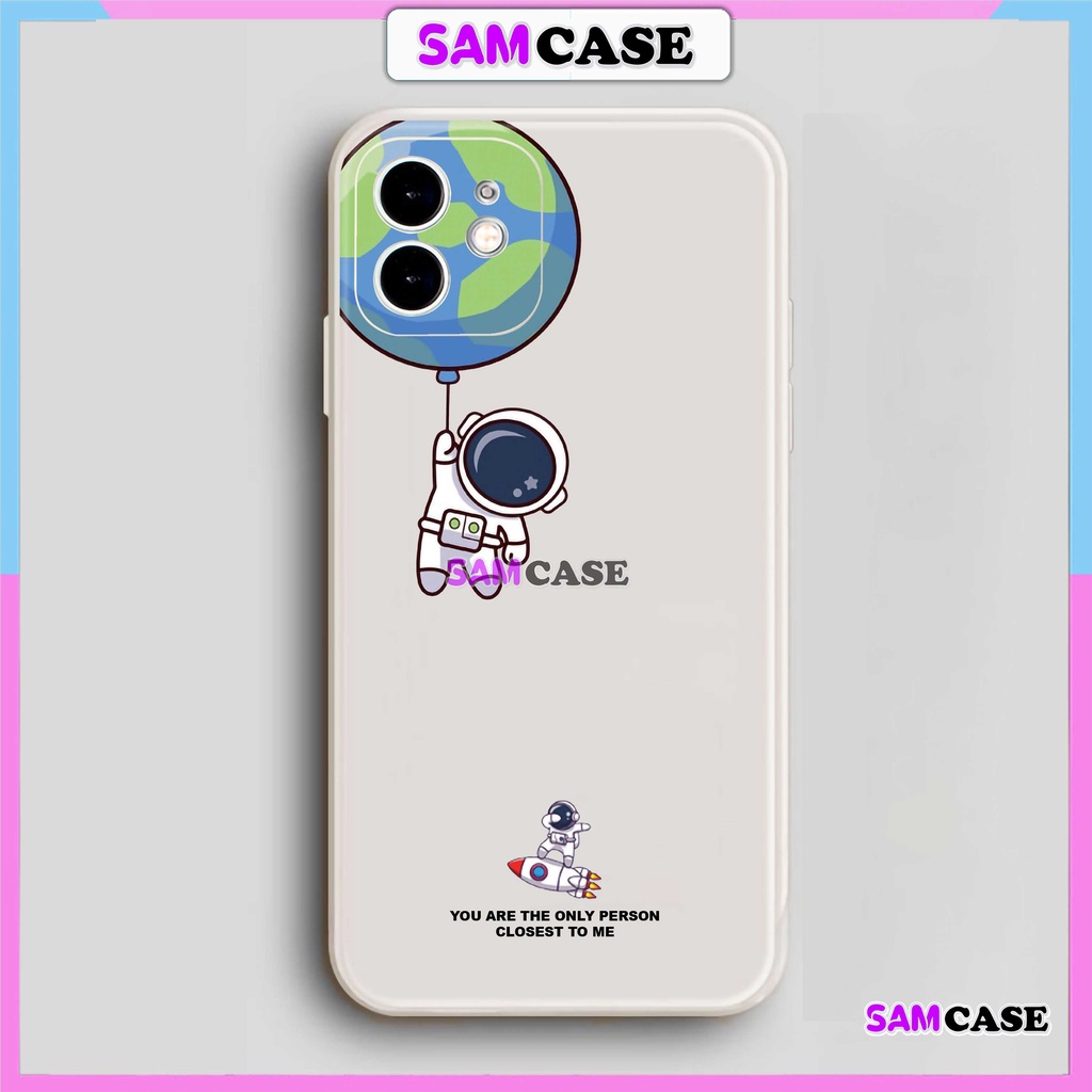 Ốp lưng iPhone Phi hành gia Cute cạnh viền vuông silicon mềm dẻo cho iphone 6/6s/7/8/X/XS/XR/11/12/13/14 Pro Plus Max