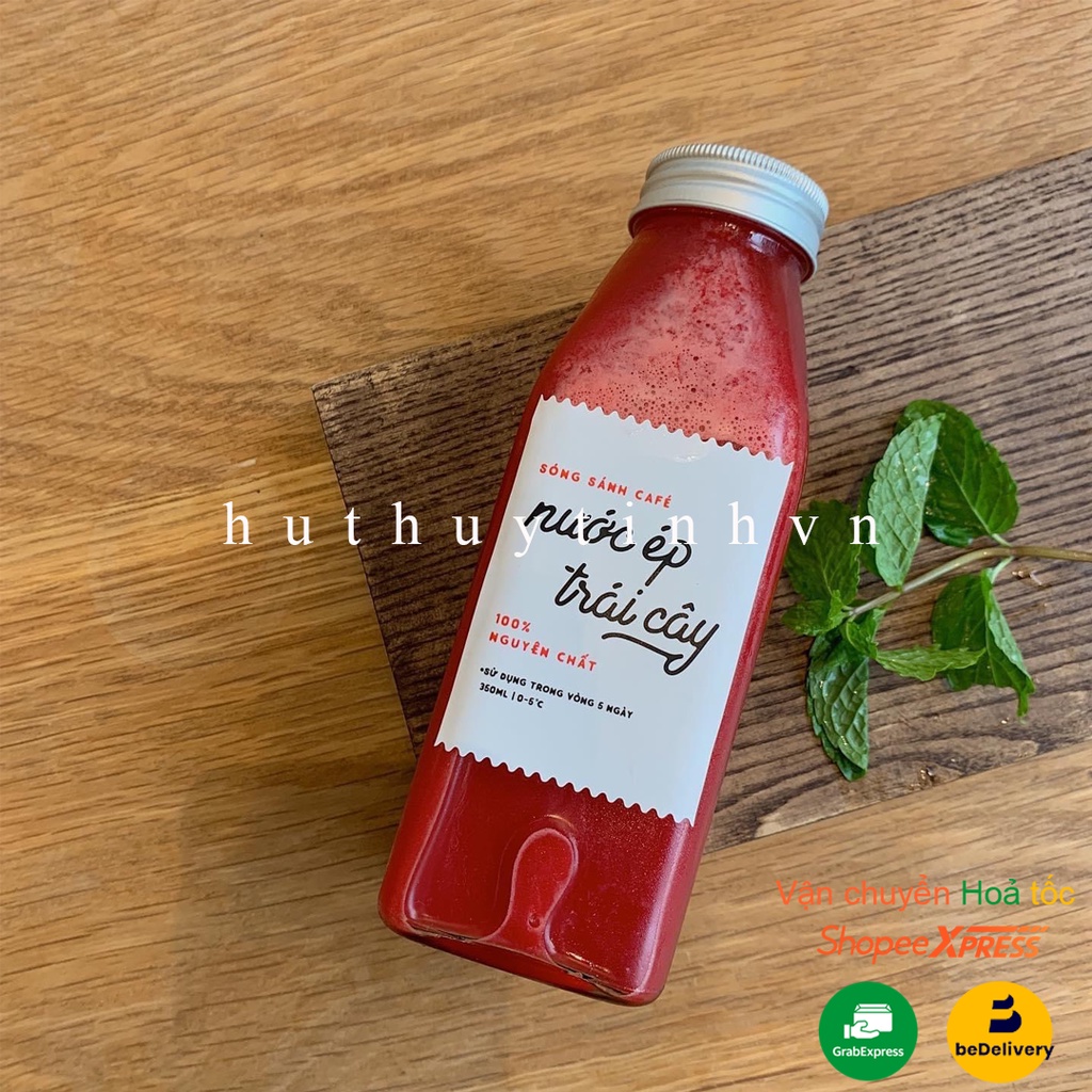 Chai thủy tinh / Lọ thủy tinh vuông nắp nhôm đựng sinh tố detox 350ml