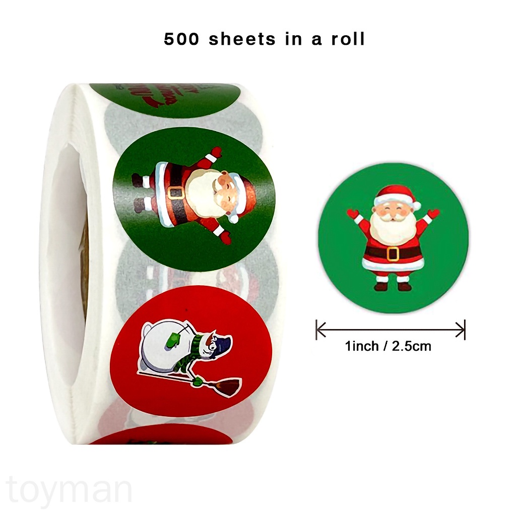 Cuộn 500 nhãn dán trang trí họa tiết giáng sinh