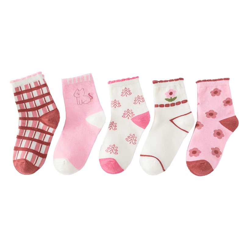 Vớ Phối Ren Họa Tiết Hoạt Hình Dễ Thương Thời Trang Xuân Thu Cho Bé Gái