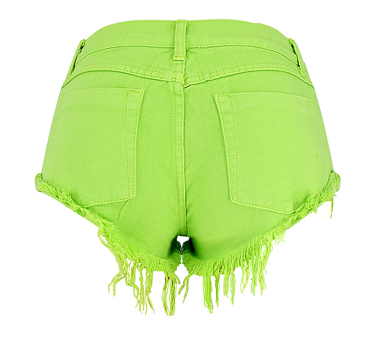 DUNEA Quần đùi denim lưng thấp không co giãn thiết kế viền cuộn gợi cảm cho nữ