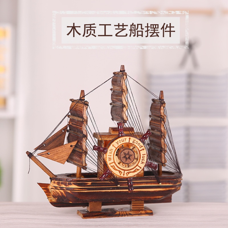Đồ Chơi Mô Hình Thuyền Buồm Bằng Gỗ Có Nhạc Để Bàn Sáng Tạo