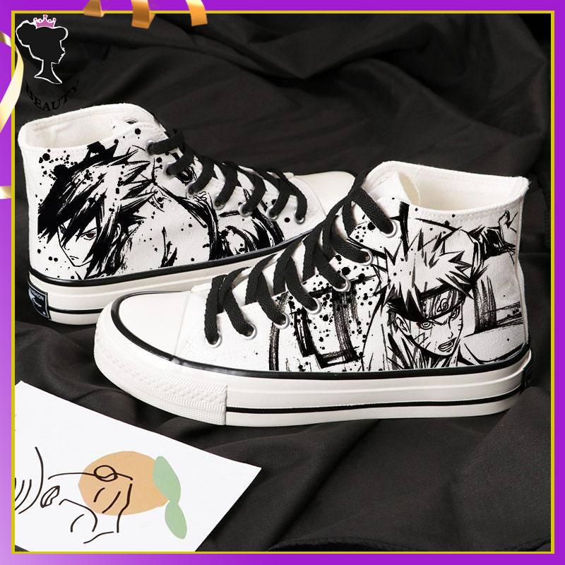 giày anime Hàng Mới Về Mới Giày Thể Thao Canvas Cổ Cao In Hình Naruto Thời Trang Mùa Hè Cho Học Sinh
