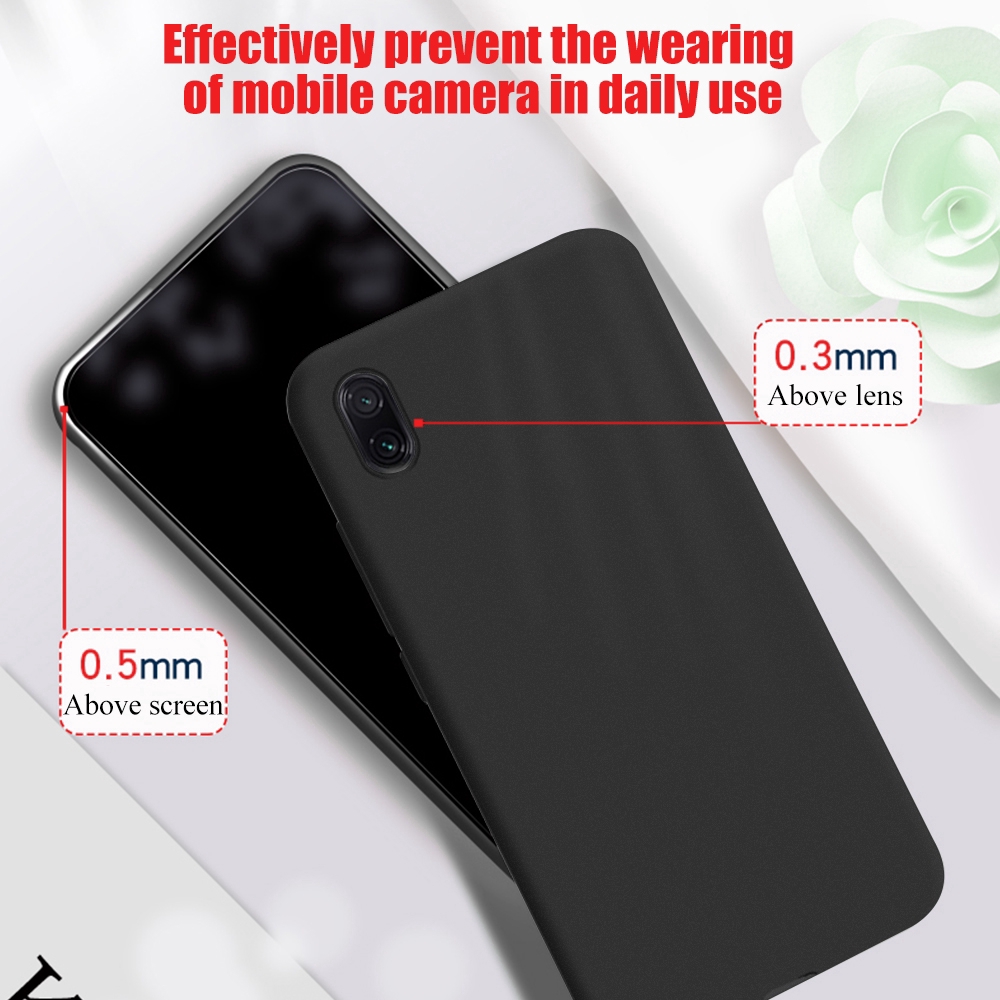 Ốp điện thoại TPU + silicon mềm màu đen nhám thời trang cho Xiaomi Redmi Note 8 7 5 Pro 5 Plus 8A 6A 5A K20