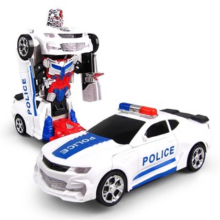 Ôtô cảnh sát biến hình robot chạy pin vui nhộn