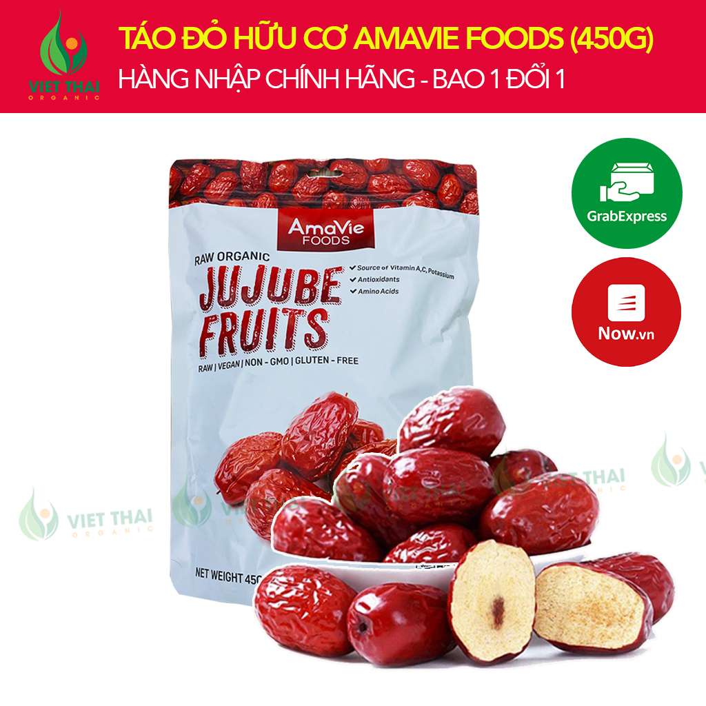 Táo đỏ sấy khô Amivie Foods - Táo đỏ hữu cơ Ninh Hạ Chưng yến - Nấu chè - Hầm gà (450g)