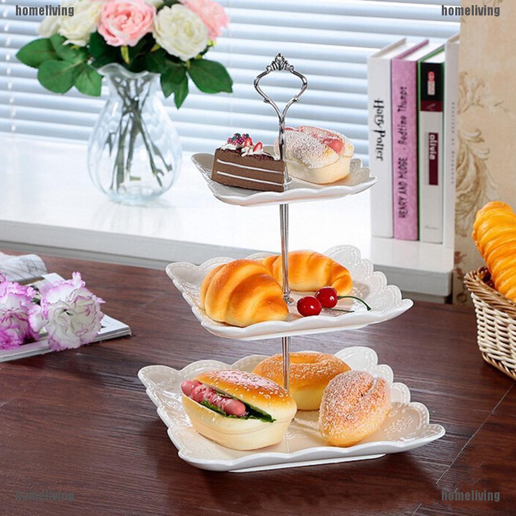 ❤❤1 Bộ 3 Hoặc 2 Tầng Đĩa Đựng Bánh Kem Đứng Có Tay Cầm