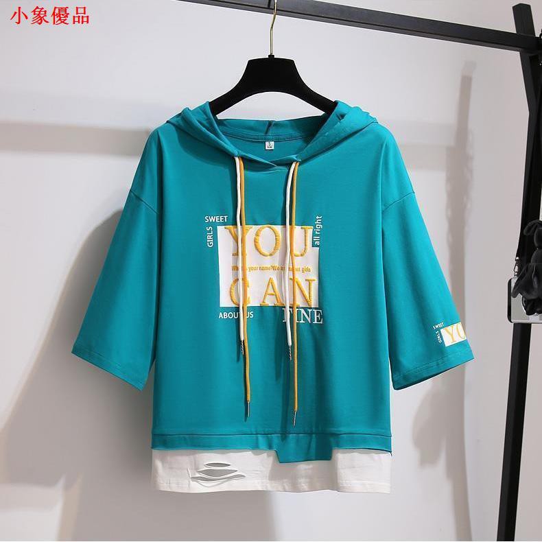 Áo Khoác Hoodie Vải Cotton Mỏng Dáng Rộng Tay Lửng Thiết Kế Dễ Thương Cho Nữ