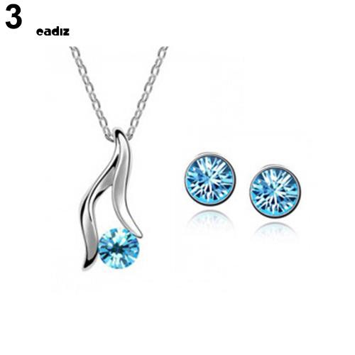 Bộ Dây Chuyền Và Khuyên Tai Cô Dâu Mạ Bạc Đính Đá Pha Lê