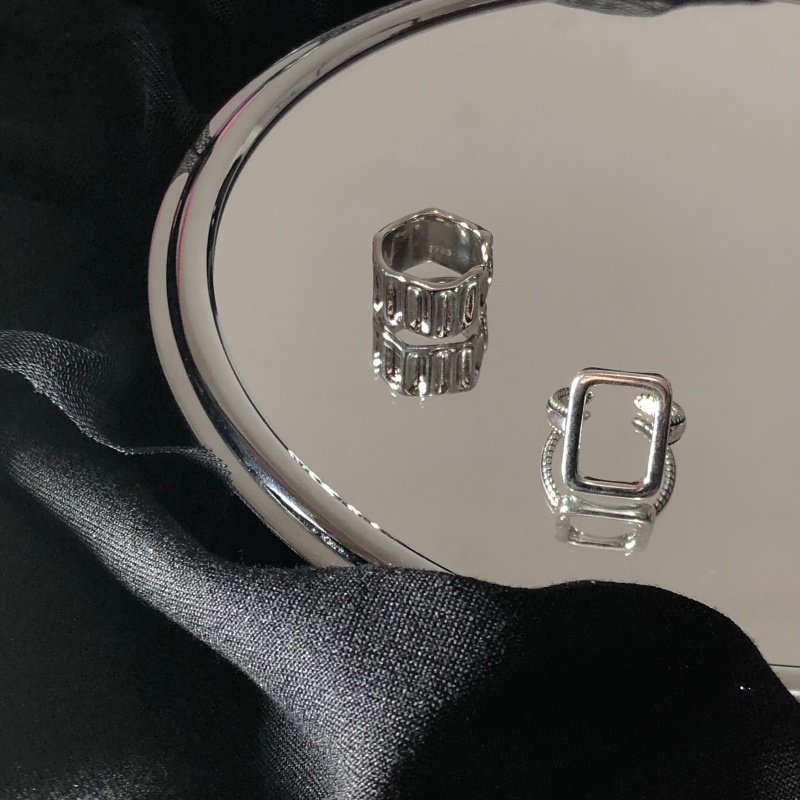 Set Nhẫn Bạc Thiết Kế Gợn Sóng Độc Đáo Cho Nữ