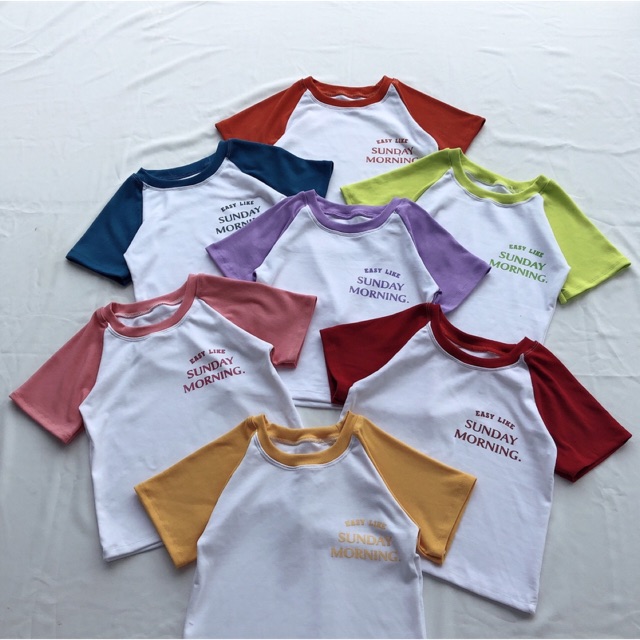 Áo croptop nữ tay raglan