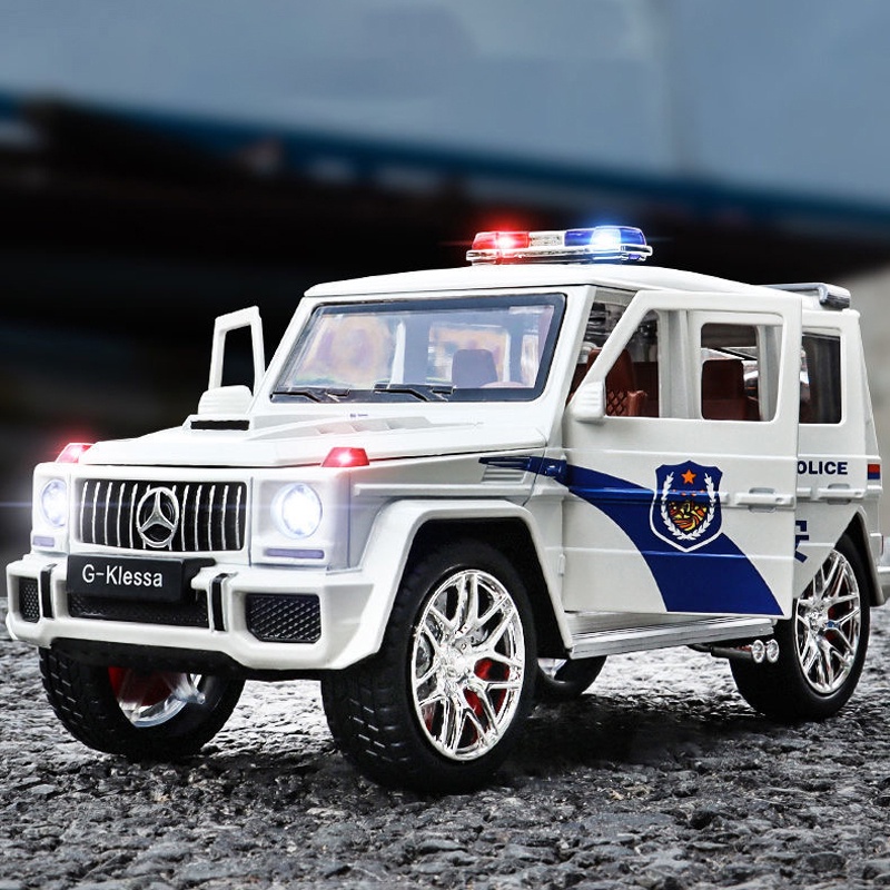 Mô Hình Xe Cảnh Sát Mercedes Benz G63 Tỉ Lệ 1: 24 Bằng Hợp Kim Có Đèn Và Nhạc