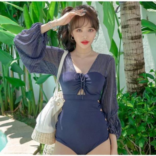 Đồ bơi nữ kín đáo dài tay 💝QUEEN BIKINI💝 Bikini 1 mảnh liền thân tím Quảng châu đi biển BIK007  ྇  ྇