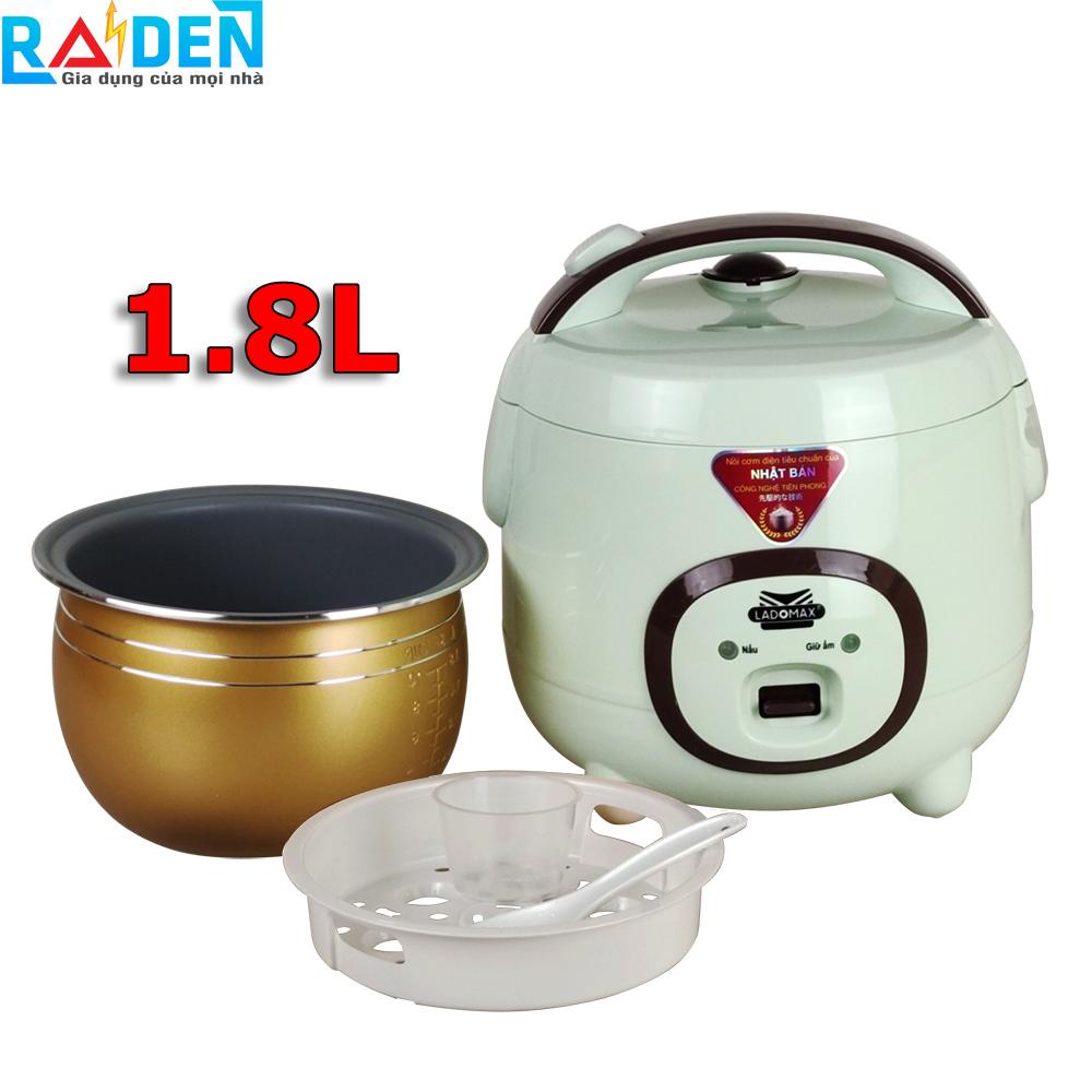 [Chính hãng] Nồi cơm điện tròn 1.8L Ladomax HA-7618 lòng niêu chống dính, có xửng hấp, cho 4 - 6 người ăn