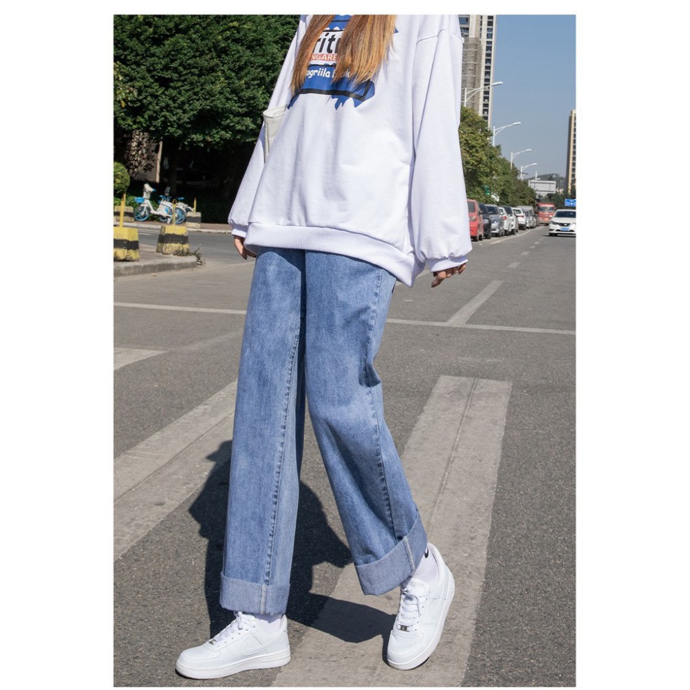 Quần jean, jeans, dáng baggy nữ ống rộng- hot trend 2021 - Phong cách Hàn Quốc