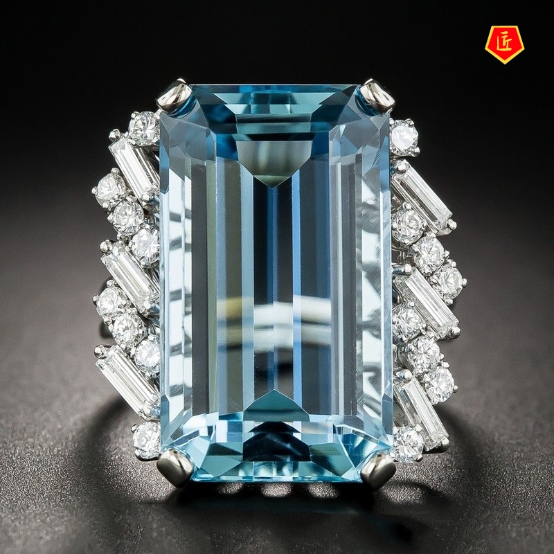 Nhẫn đính đá sapphire nhân tạo thời trang sang trọng