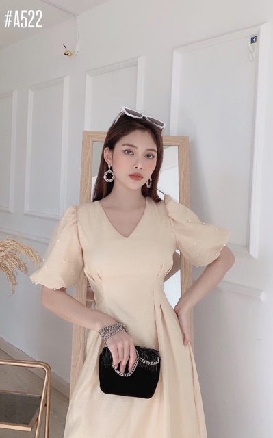 Đầm xoè tay phồng đính hạt 🌷Đẫm thiết kế 🌷FRE | BigBuy360 - bigbuy360.vn