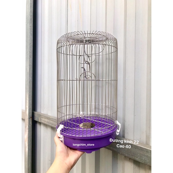 Lồng inox khuyên Đức Huy 22x40 chất liệu inox kèm đáy gánh dùng cho chim hút mật, ốc mít