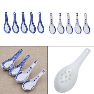 5Pcs Ceramic Spoons White Porcelain Tea Dessert Coffee Spoon Chinese Soup Spoon