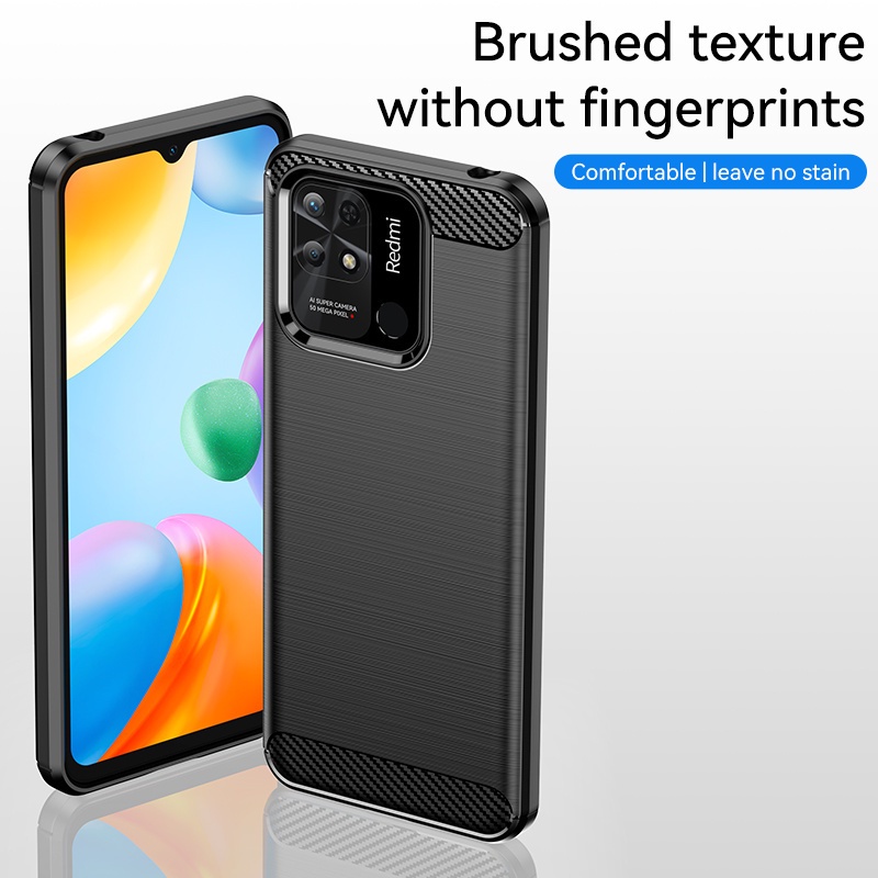 Ốp Điện Thoại Cao Su Mềm Kết Cấu Sợi Carbon Chống Sốc Cho Xiaomi Redmi 10C Note 10 11 Pro 11S 10S Mi 11 Lite 12 Pro Redmi 9A 9C 10C