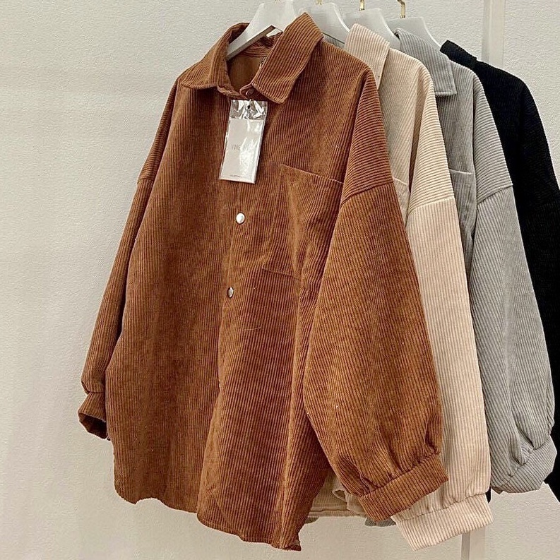 Áo sơ mi Nhung Tăm nam nữ Form rộng siêu thời trang, Áo sơ mi unisex nam nữ